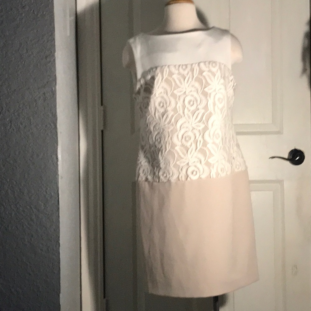 SD collection white and tan dress